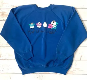 Hanes XL Unisex Women’s Blue Crewneck Sweatshirt Sheep Knitting Sweater X Large thumbnail 1