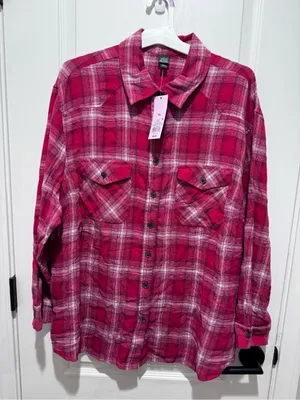 Wild Fable Women’s Red Plaid Button-Up Shirt- size XXL thumbnail 1