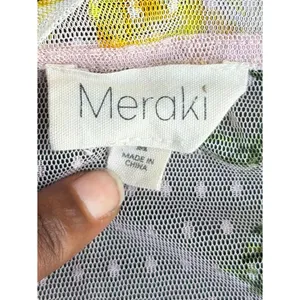 Meraki Mesh Tiered Tunic Top Women’s M Blush Pink Floral Puff Sleeve Cottagecore thumbnail 6