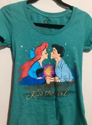 Disney Little Mermaid Ariel Go On Kiss the Girl T-Shirt Size XS FIRST KISS thumbnail 3