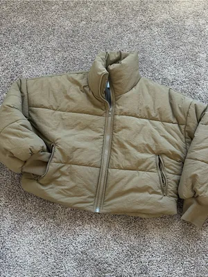 Le Lis Olive Green Quilted Puffer Jacket thumbnail 2