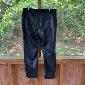 Gap Women's Cheeky Straight High Rise Pants Black Vegan Leather Size 18R. NEW thumbnail 4