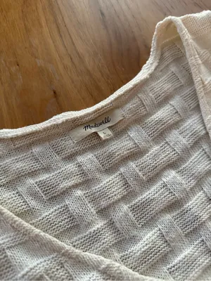 Madewell White Textured V-Neck Button Front Tank thumbnail 4