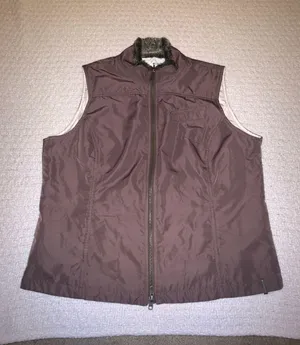 Columbia Brown Vest Faux Fur Collar Size Large Like New thumbnail 1