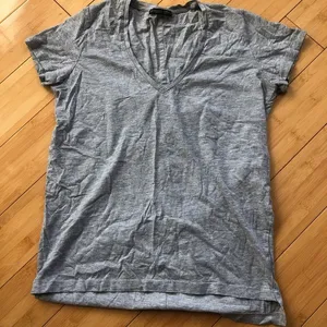 Zara T Shirt Cotton Gray V Neck Short Sleeve Size Small Excellent Condition thumbnail 1