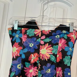 Dee Elly Black Floral Strapless Dress Size‎ Small thumbnail 5