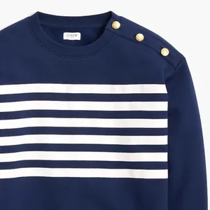 NWT J.CREW Striped button-shoulder crewneck pullover thumbnail 4