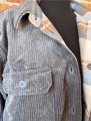 Love Tree Reversible Slate Blue Corduroy Plaid Fleece Shacket Jacket Women’s XL thumbnail 16