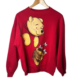 Vintage 90s Disney Winnie the Pooh Red Double Sided Back Hit Crewneck Sweater thumbnail 1