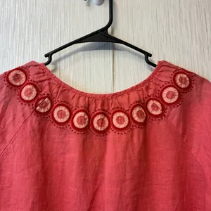 J. Crew Vintage closet Coral Embroidered boho Blouse top 4‎ thumbnail 4