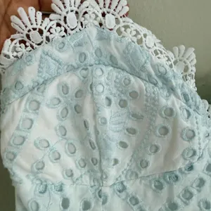 Avec Les Filles Eyelet Lace Midi Dress Size 12 Light Blue/White Cotton thumbnail 9