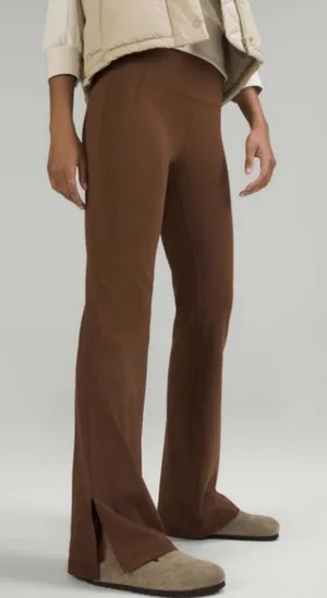Lululemon Groove Split Hem Flare Mid‎ Rise Pants Women 6 Lt Brown Nulu LW5ENGS thumbnail 1