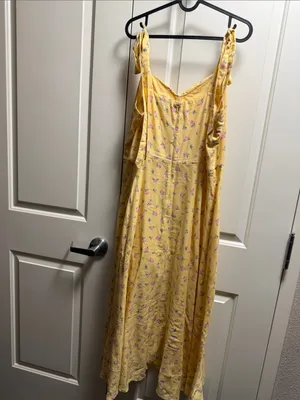 Bardot Yellow Ditsy Floral Midi Dress US 10 Large Bow Strap Cottagecore Sundress thumbnail 4