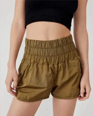 FREE PEOPLE MOVEMENT The Way Home Shorts High Rise Running Olive Green‎ Size S thumbnail 1