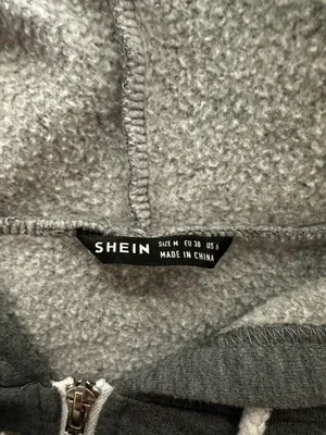 Shein Grey Cropped Zip-Up Hoodie Jacket thumbnail 3