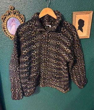 Invisible World Alaska Handknit Wool Zip Jacket Women’s Medium 100% Wool Nordic thumbnail 1