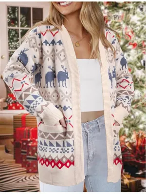 NEW Ugly Christmas Cardigan Knit Sweater Cardigans Oversized S thumbnail 5