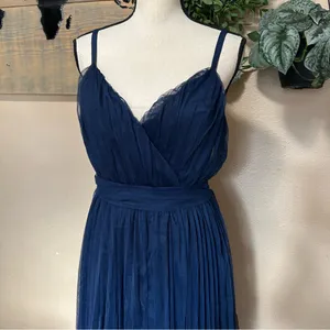 Exemplary Aura Navy Tulle Surplice Midi Dress thumbnail 5