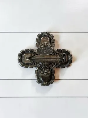 Liz Palacios Purple Rhinestone Cross Brooch Pin Vintage Style Statement Jewelry thumbnail 6