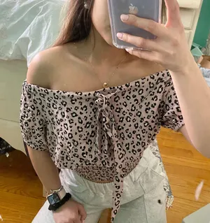 American Eagle Cheetah Off The Shoulder Top thumbnail 7
