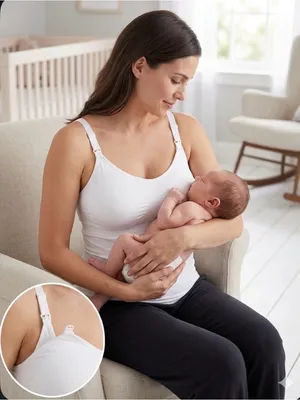 Large White/Cream Seamless Nursing Camisole - Like New thumbnail 1