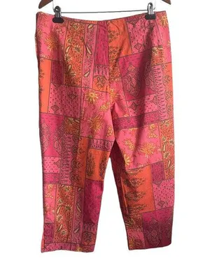 Susan Bristol Pants Women Plus 16 Pink Orange Straight Leg Side Zipper Retro thumbnail 2