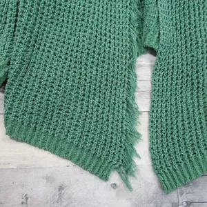 FREE PEOPLE I’ll Be Around Silk Blend Green Knit Oversized Cardigan Size Medium thumbnail 5