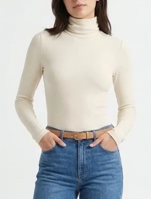 Naked Wardrobe White Turtleneck Long Sleeve Bodysuit S thumbnail 1