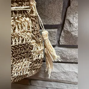 Lu & Elle Sundrift Tassel Bucket Bag Woven Tassel Checkered Crossbody Boho NWT thumbnail 7