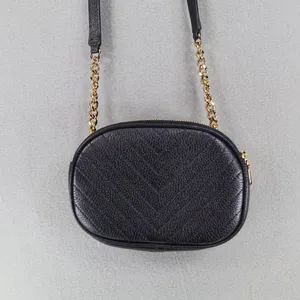 Karl Lagerfeld Paris Charlotte Crossbody Leather Black Gold Chain‎ Round Pattern thumbnail 7