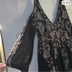 Free People Penny Lover Mini Dress in Raven Combo Women's Size Large boho flowy thumbnail 7
