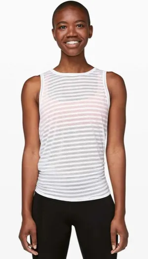 Lululemon Meet Halfway Tank Top Striped Relaxed Lightweight White Size M/L thumbnail 1