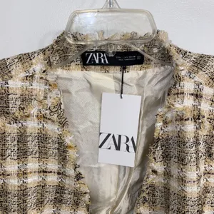 Zara NWT Frayed V Neck Tweed Blazer 2505/169 thumbnail 11