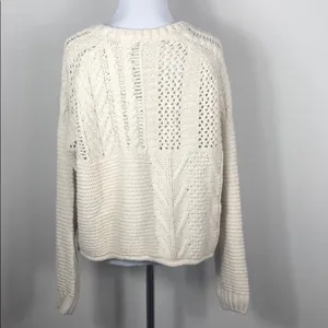 Endless Rose Ecru Chunky Open Knit Cotton Sweater Pullover NWT Large thumbnail 8