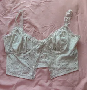 White Lace Bralette Crop Top Size M thumbnail 1