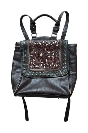 Trinity Ranch Brown Backpack Tooled Leather Bag‎ Western Cowgirl thumbnail 1