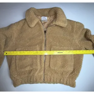 UO Urban Outfitters Cropped Teddy Jacket Fleece Deep Pile Sherpa Brown‎ M thumbnail 4