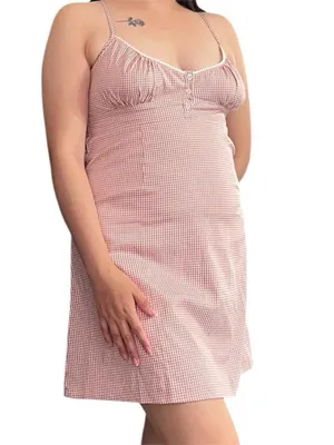 Pink & white gingham dress. Size M thumbnail 3