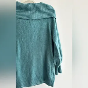 Express Teal Cowlneck Balloon Sleeve Sweater, Size Large thumbnail 12