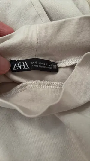 Zara Cream Cropped Long Sleeve Mock Neck Top Size S thumbnail 6