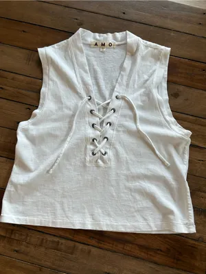 AMO Denim Aviva Tank Top White Cotton S thumbnail 5