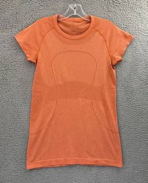 Lululemon Swiftly Short Sleeve Shirt Top Orange‎ Athletic Running Gym Women's 8 thumbnail 1
