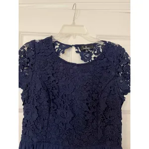 Lulu's Lace Open Back Maxi Dress Gown Navy Blue Size Medium thumbnail 6