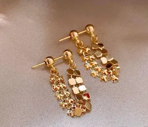 Elegant Metal Sequin Dangle Drop Earrings for Women thumbnail 3