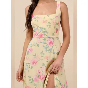 Lulus Remarkable Arrival Yellow Floral Sleeveless Maxi Dress Size XS Feminine thumbnail 3