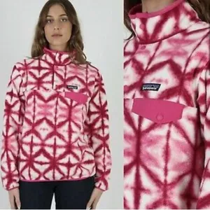 Patagonia Shibori Pink Diamond Tie Dye Synchilla Sweater Size Medium Fleece thumbnail 2
