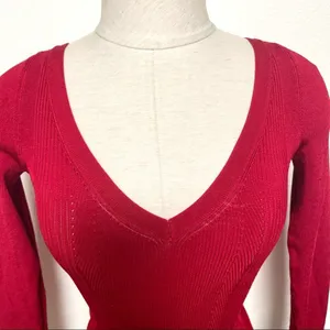 Free people red fitted cross cross back sweater thumbnail 11