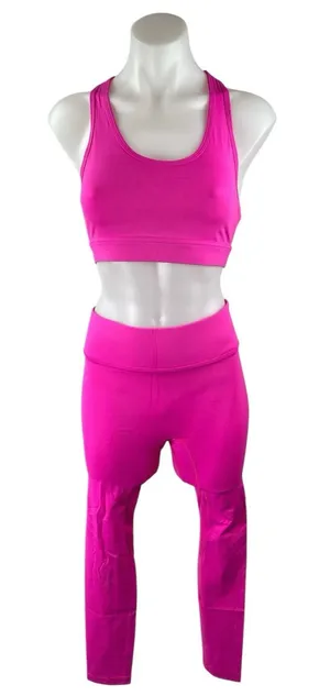 All Access Pink Racerback Cropped Top Leggings Yoga Athletic Two Piece Set Sz S thumbnail 1
