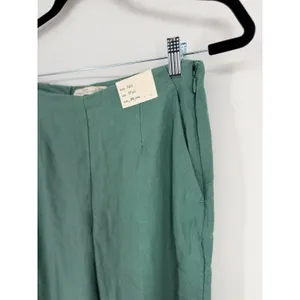 Abercrombie & Fitch Wide Leg Pants Linen Mid Rise 24 Long Green Coastal Chic NWT thumbnail 5