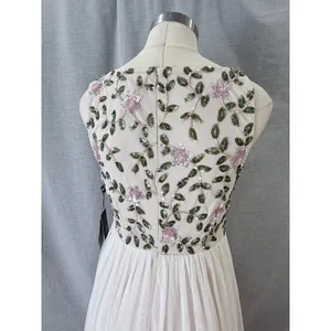 NWT Adrianna Papell Ivory Floral Beaded Sequin‎ Maxi Dress Size 6 Garden Party thumbnail 10